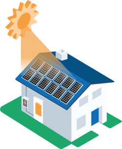Schéma d'une batterie physique pour une maison avec panneaux solaires